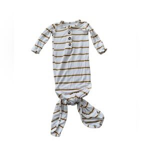 Lou Lou & Company Newborn Cream Striped Knotted Sleeper Gown